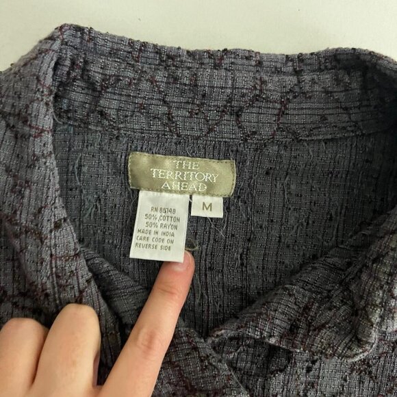 vintage 90s muted purple quirky boho granola button up top - Picture 8 of 8